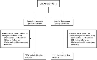 Effects of intensive vs. standard blood pressure control on cognitive function: Post-hoc analysis of the STEP randomized controlled trial